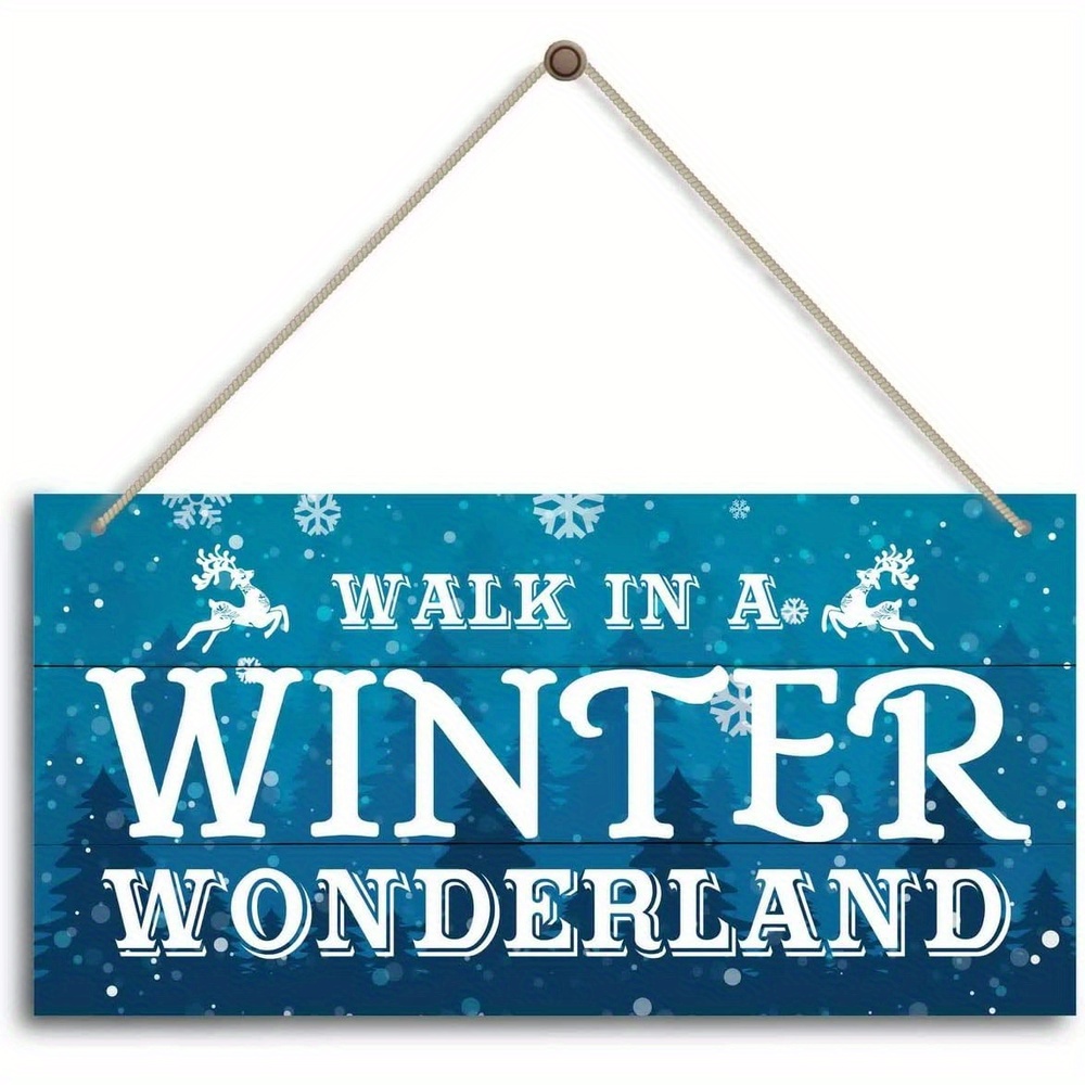 TEMU Christmas Door Sign Decor, Walk In A Winter , Winter Seasonal Christmas Wall Art Hanging Wooden Sign Merry Xmas Holiday Decorations For Indoor,
