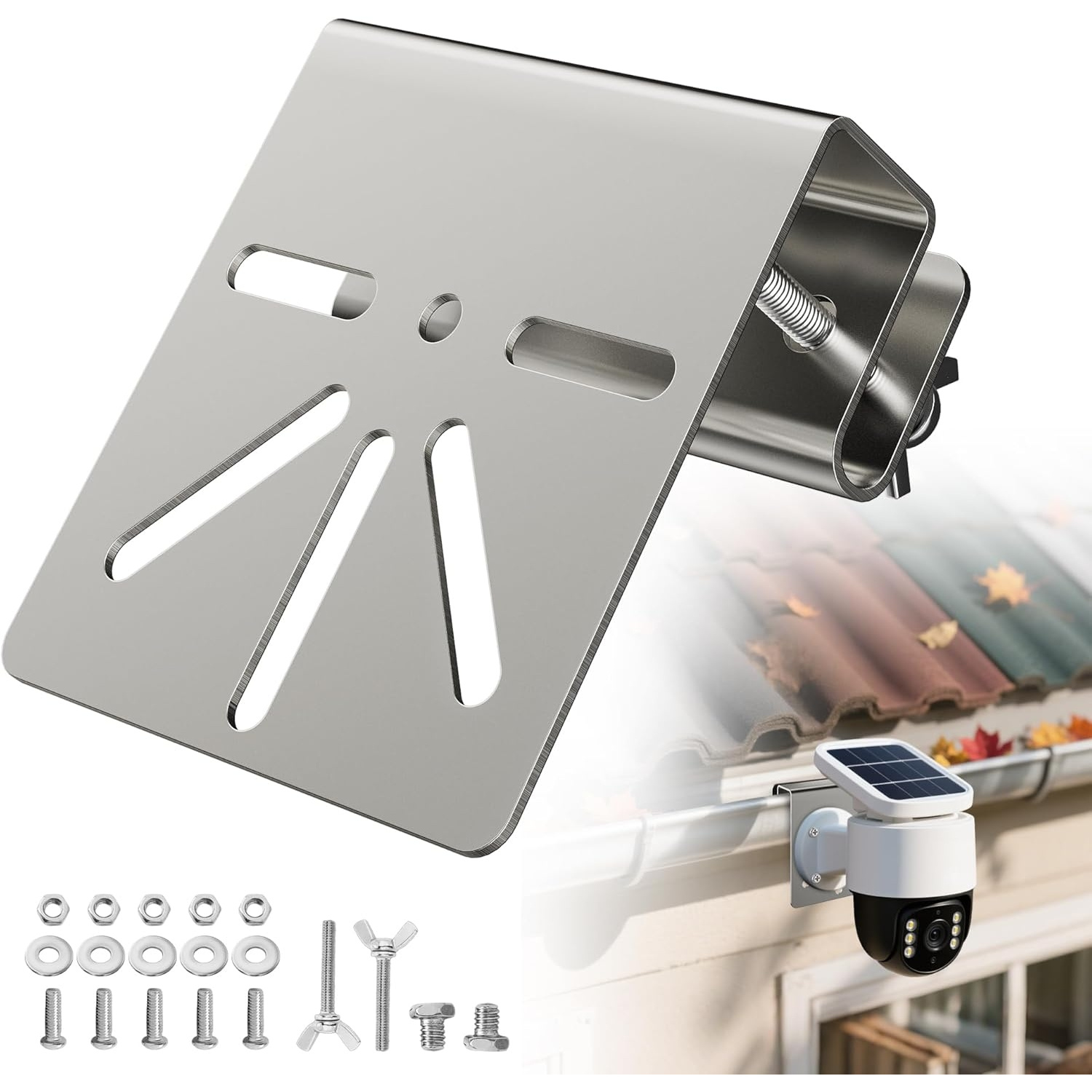 TEMU Support de caméra pour gouttière pour caméra de sécurité, support de caméra d'extérieur en acier inoxydable pour gouttière avec vis antirouille