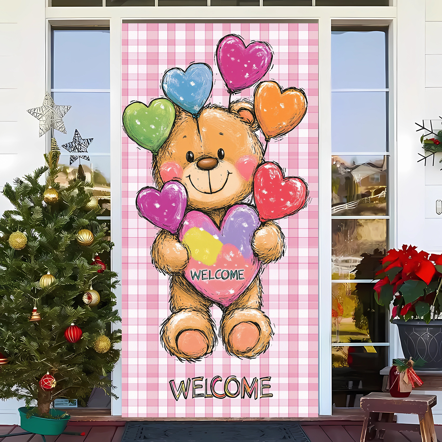 

Valentine's Day Classic Door Banner - 35.4" X " Polyester Hanging Decoration, No Power Needed, Indoor/outdoor Parties