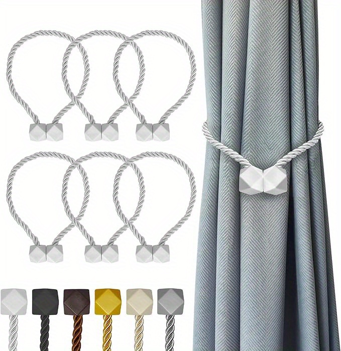 6 Pack Heavy Duty Magnetic Curtain Tiebacks - Strong Magnet Holdbacks for Thick Or Thin Curtains, Living Room, Bedroom, Office, Kitchen - Modern Window Drapes Clips (6 Pack), Living Room Curtain Holders, Modern Design, Durable Construction