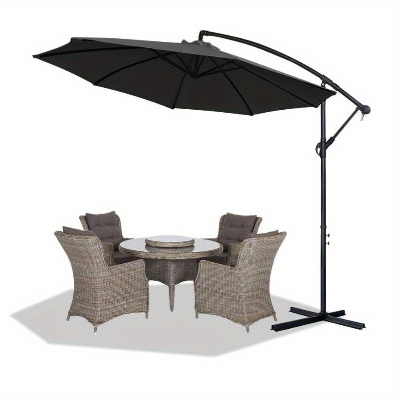 Aluminum Alloy Parasol Garden Umbrella Balcony Umbrella Cantilever Umbrella Sun Protection Height Adjustable With Crank Uv40+ Suitable For Balcony, Garden, Terrace