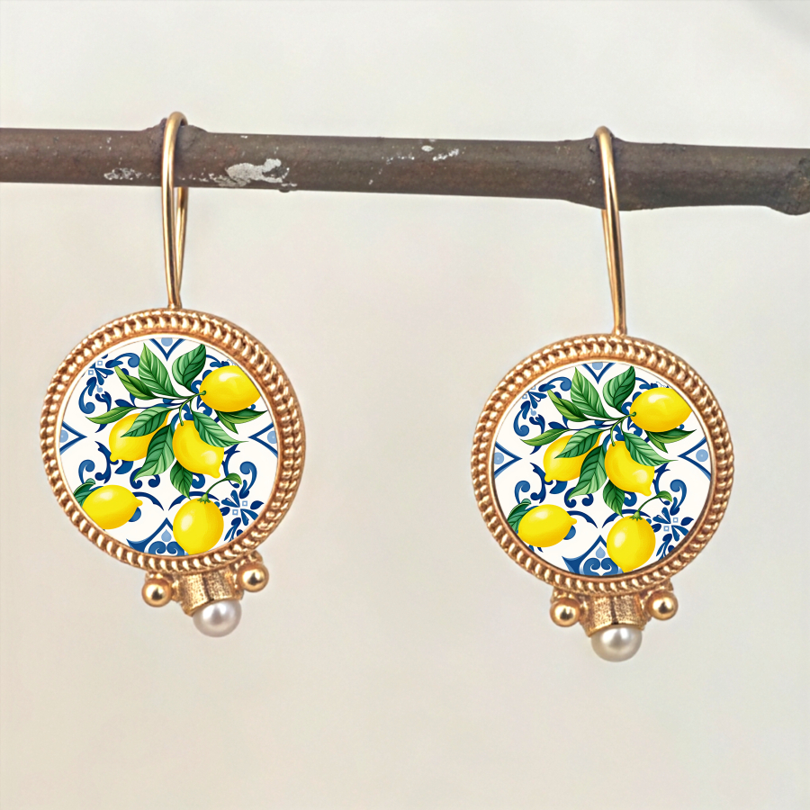 TEMU 2pcs Lemon Earrings Fruit Earrings Plant Earrings Summer Earrings Circular Earrings Unisex Earrings Jewelry Additions Unique Jewelry Christmas