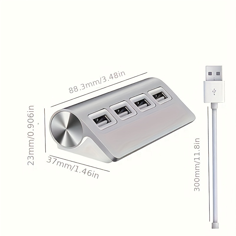 

USB 3.0 en Aluminium Haute-Vitesse à 4 Ports VVIA - Adaptateur Diviseur Multi-USB, Élargisseur de Ports Mini Multiples USB3.0 pour PC