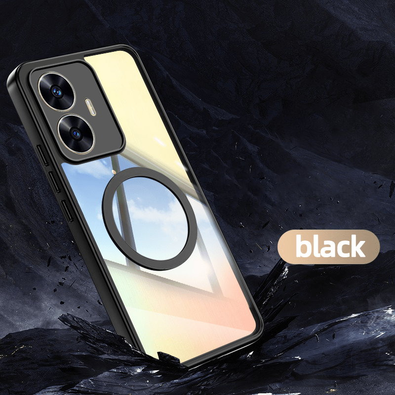 TEMU Funda para Teléfono - Compatible con Realme C55, Antigolpes, Atracción Magnética, Carcasa Transparente de Acrílico, Protección para Lente de
