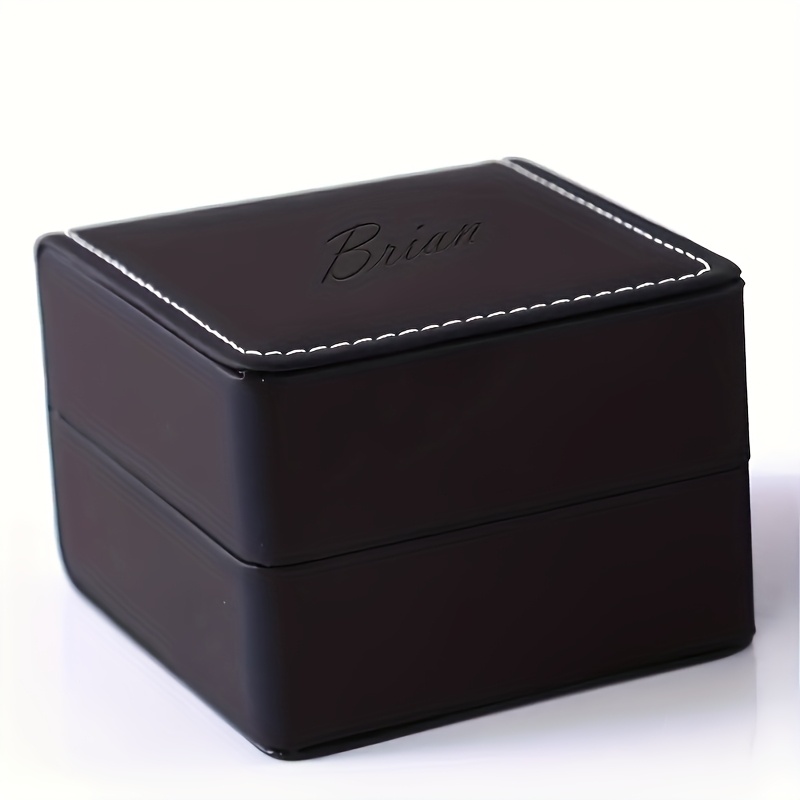 TEMU A Customizable Black Pu Watch Case - A Unisex Portable Display And Storage Box, For Valentine's Day, Thanksgiving, And Father's Day, A