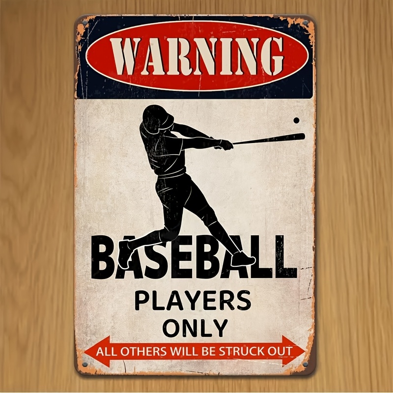 TEMU Plaque plate 2D, 1 pièce, Décoration de pièce, Panneau en bois vintage de baseball, Art mural , Décoration de , avec message d'avertissement,