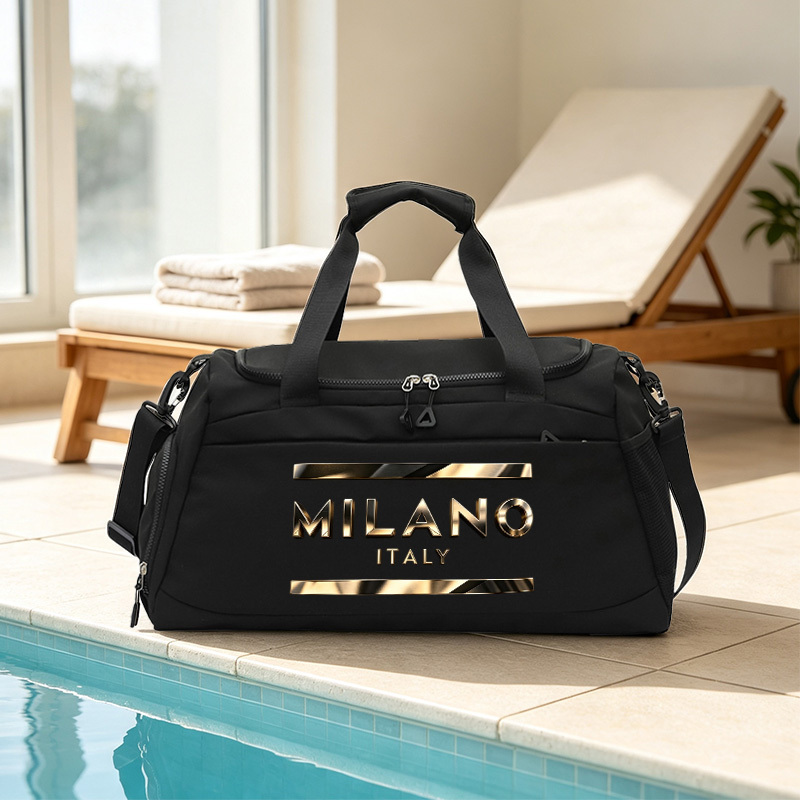 TEMU 1pc Printed Tote Gym Bag, Large Capacity Travel Bag, Sports Luggage Bag, With Dry And Wet Design And Independent Shoe Compartment, High-quality