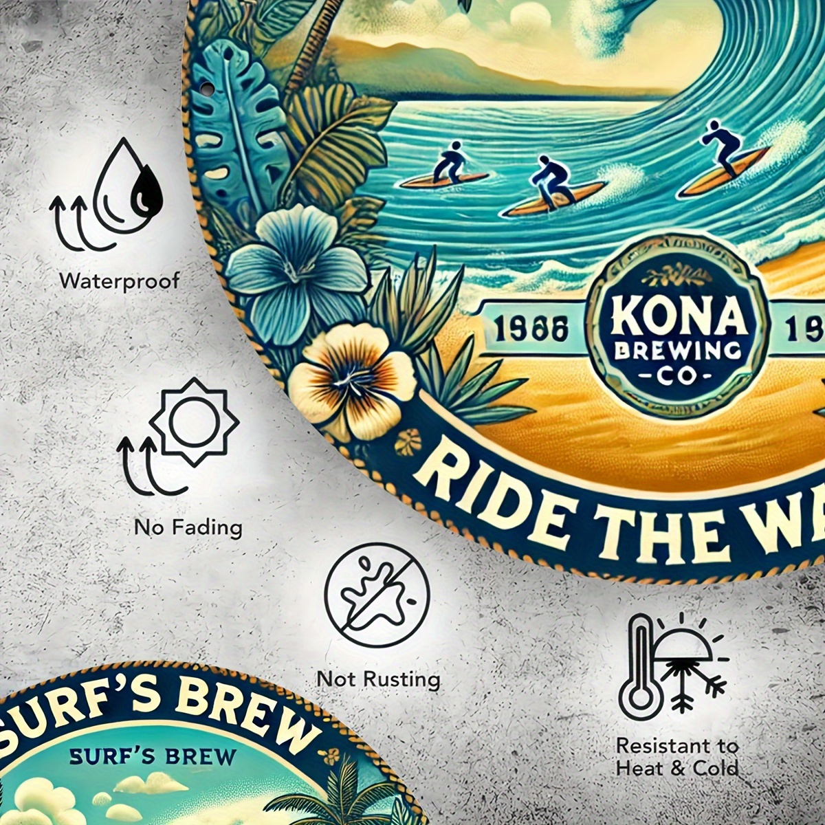 Kona Brewing Company Vintage Surf Beer Aluminum Tin Metal Signs
