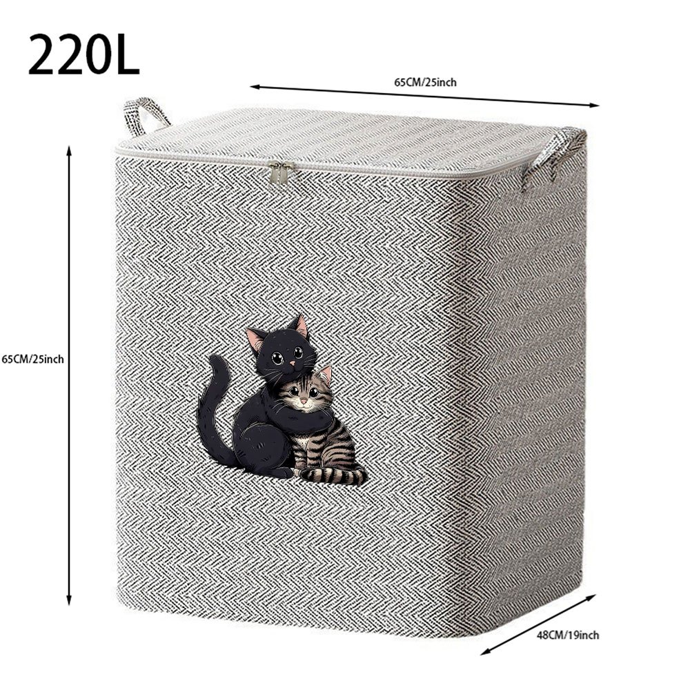 TEMU 1pc Large Foldable Cat-themed Laundry Hamper With Lid & Handles - Non- Fabric Storage Box Suitable For Bedroom, Closet, Dorm Organizer, Modern