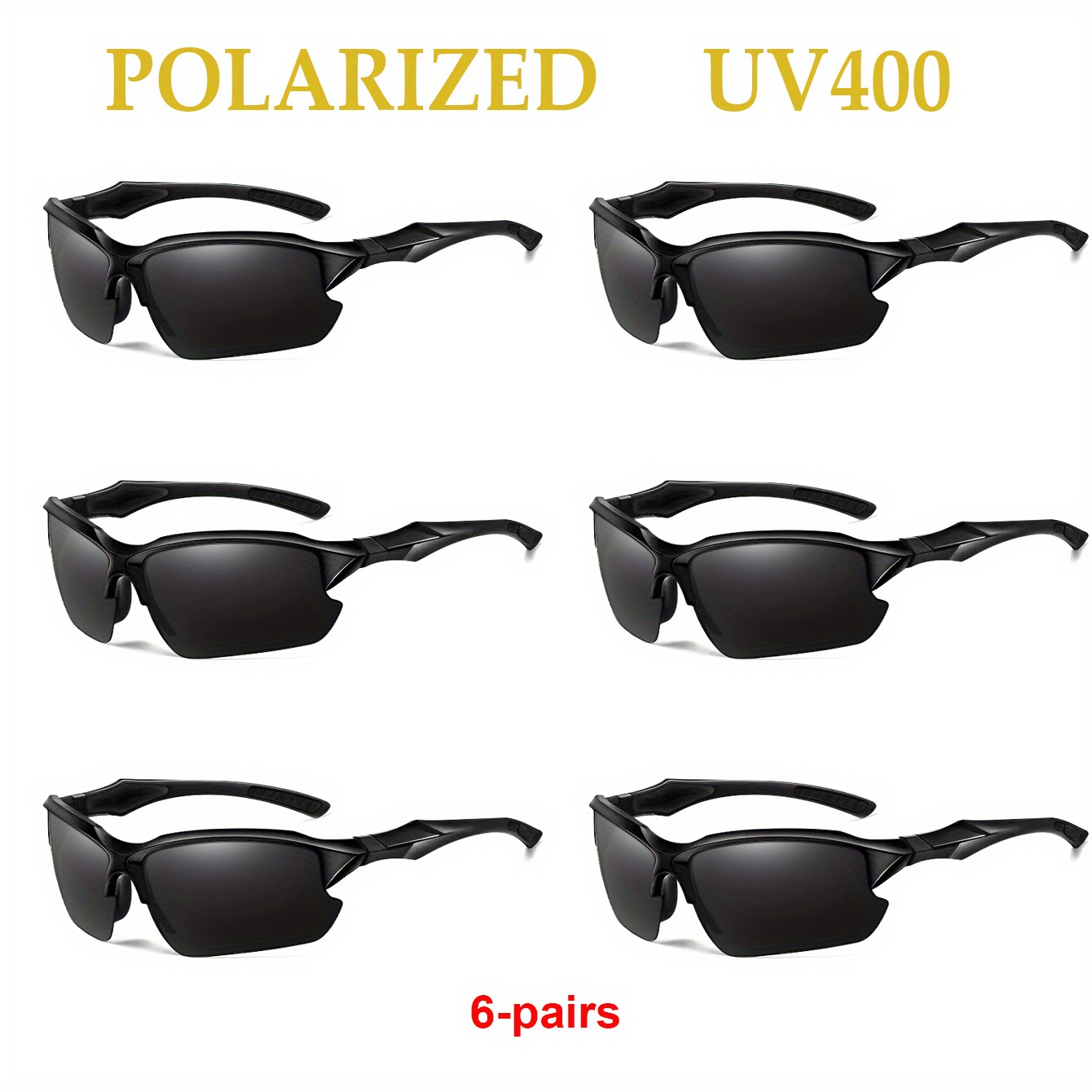 

Polarized Sports Glasses For - 6 Pairs, Semi-rimless , Polarizer Lenses, Professional Eyewear For Running, Fishing, Hiking, Includes Multisport Use For Halloween, Thanksgiving, Christmas