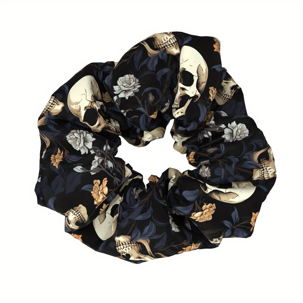 TEMU 1pc Women's Fabric Scrunchie, Thick Hair Tie, Head Accessory, Hair Tie Ornament, Gift For Parties, Holiday Events, Halloween, , Dark Style,