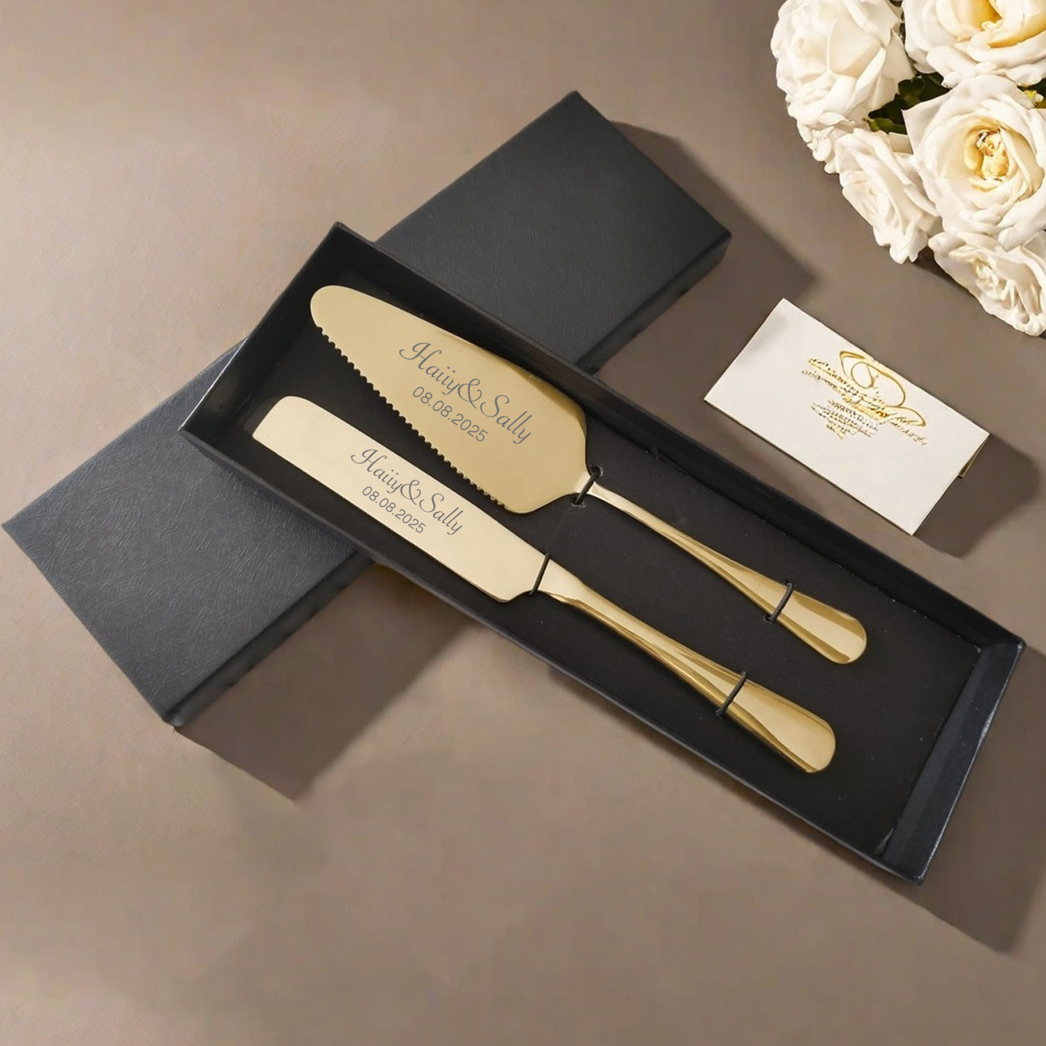 1 Set Custom Stainless Steel Cake Knife & Pizza Server | Birthday & Wedding Party Baking Tool | Suitable For Occasions Use | Father's Day Gift