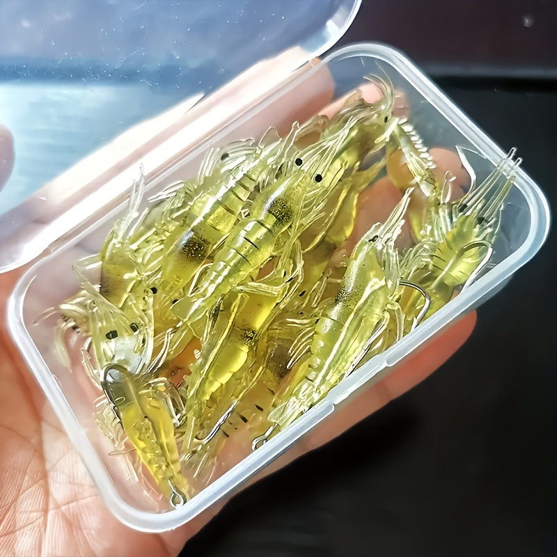 TEMU Set Of 40 Shrimp Lures, Suitable For Freshwater And Saltwater, Featuring Luminous Shrimp Baits Along With Sharp Hooks And Beads, Ideal For Catching Trout, , And Salmon
