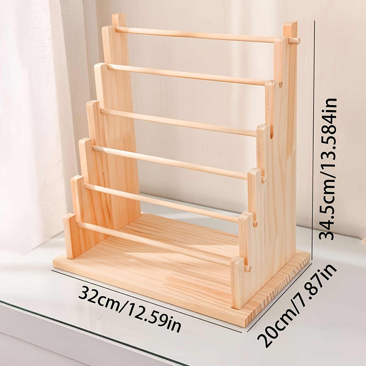 TEMU -tier Wooden Tiered Jewelry Display Stand With Removable Bead Storage Shelf - Versatile, Large-capacity Storage Stand For Bracelets, Watches,