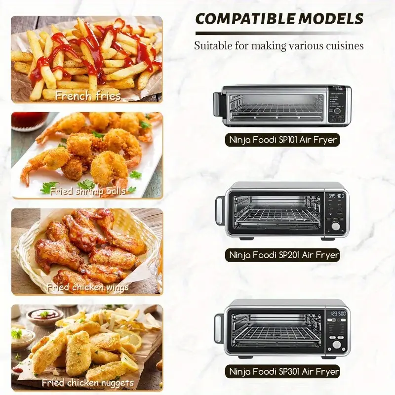 100 sheets 12 inch air fryer parchment paper squares - unbleached pre-cut disposable baking liners with rounded corners, food grade & heat-resistant (428°f) for flip/sp101/sp201/sp301/sp351, cuisinart toaster oven, microwave, oven - compatible with air fryer, baking, roasting, frying, air fryer mat, disposable air fryer paper liners, rectangle air fryer liners, air fryer accessoires, mini air fryer liners Product details 2