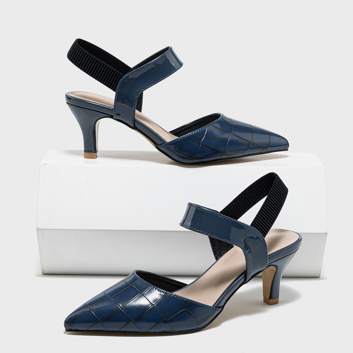 navy blue kitten heel dress shoes Nina Sofie Women's Shoes New Navy : 8.5 M main image 0