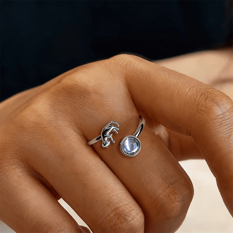 Women's Kitten Playing Open Ring, Fun Gift for Cat Lovers