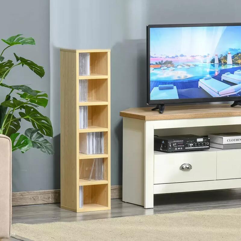TEMU 6 Tier Wooden Cd Book Shelf Storage - Fits 102 Cds Holder ( Model)