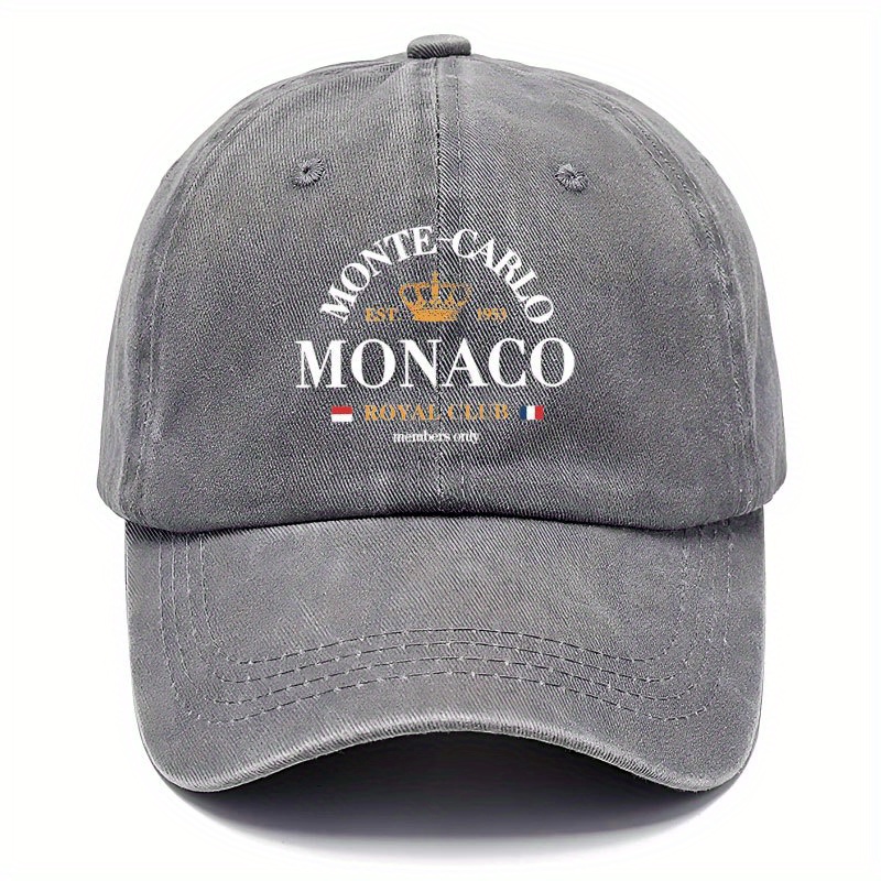 Vintage-Style Adjustable Baseball Cap with "MONACO" Print