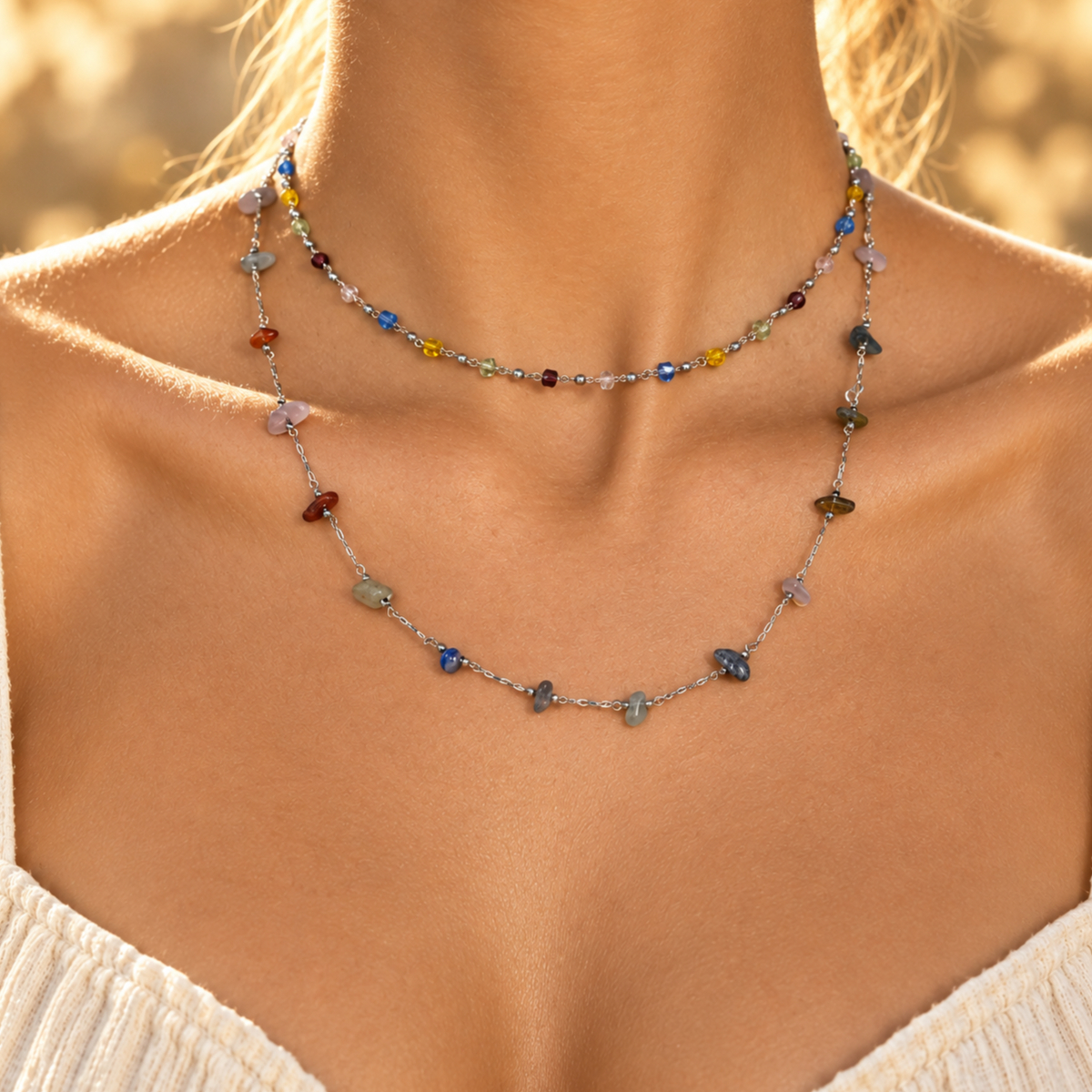 Exquisite Y2K Irregular Colored Artificial Stone Necklace