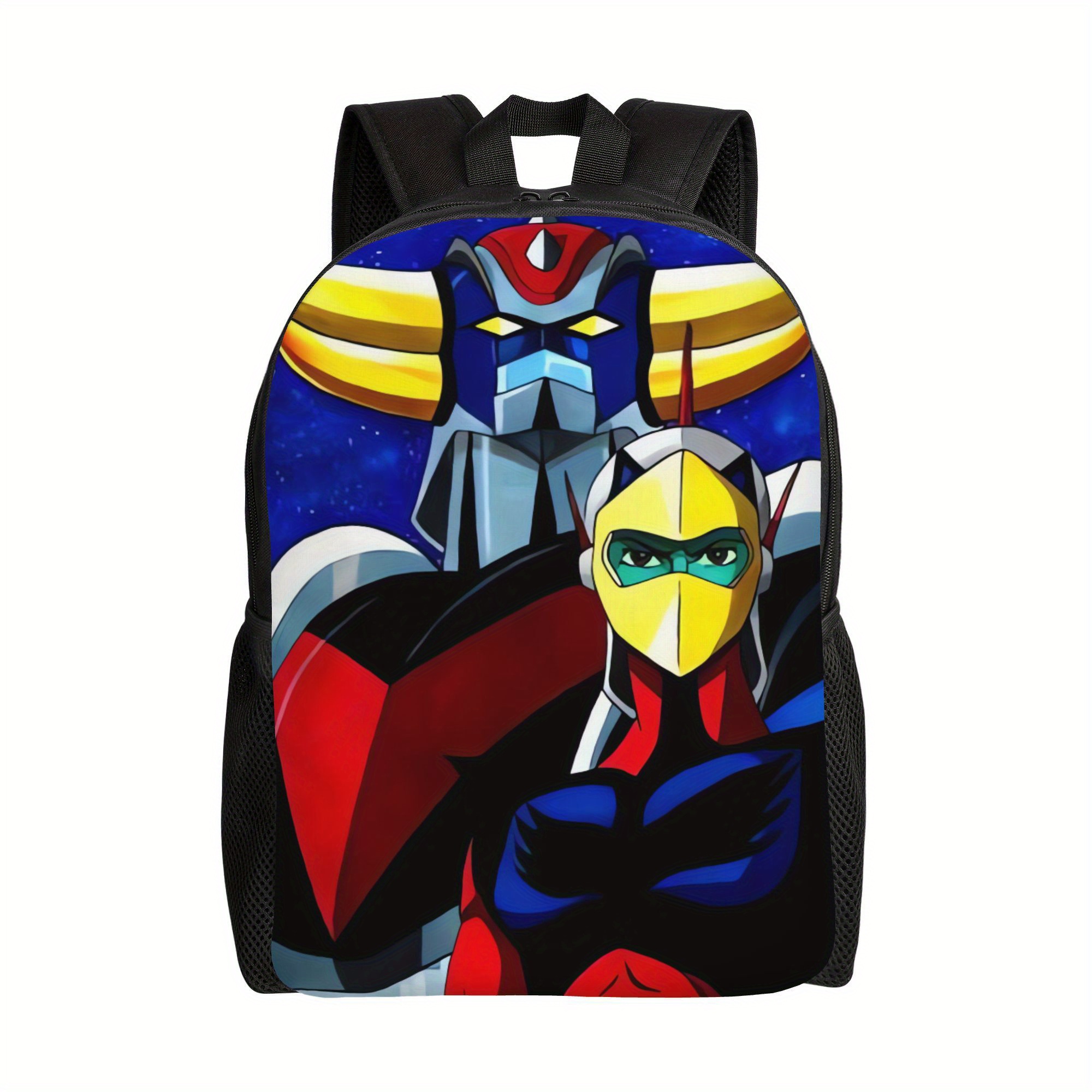 TEMU Zlienszus Men's Anime Ufo Robot Backpack - Stylish Single Layer College Bag With Vibrant Character Artwork, Durable Fabric For Coffee Runs, City