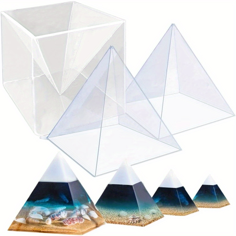 Extra Large Transparent Silicone Pyramid Molds For Resin, 2 Inner Pyramid Silicone Molds + 1 Plastic Frame, Glossy Resin Mold For Chakra Orgonite Orgone Pyramid Crafting