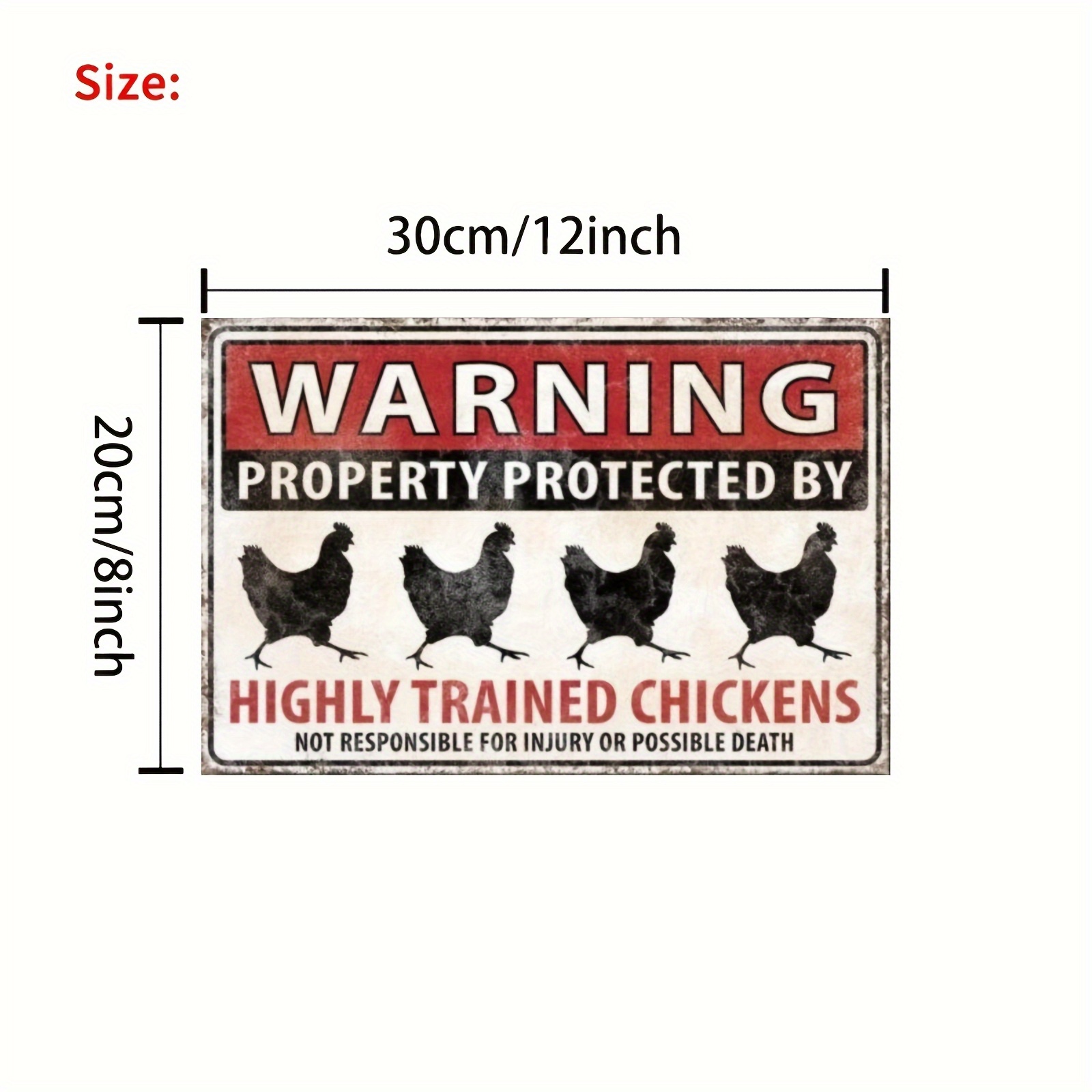 TEMU 2d Flat, 2d Flat 1pc Vintage Art Deco Aluminum Tin Sign Chickens Humorous Warning Wall Decor For Poultry Farms Outdoor Chicken Coops Holiday
