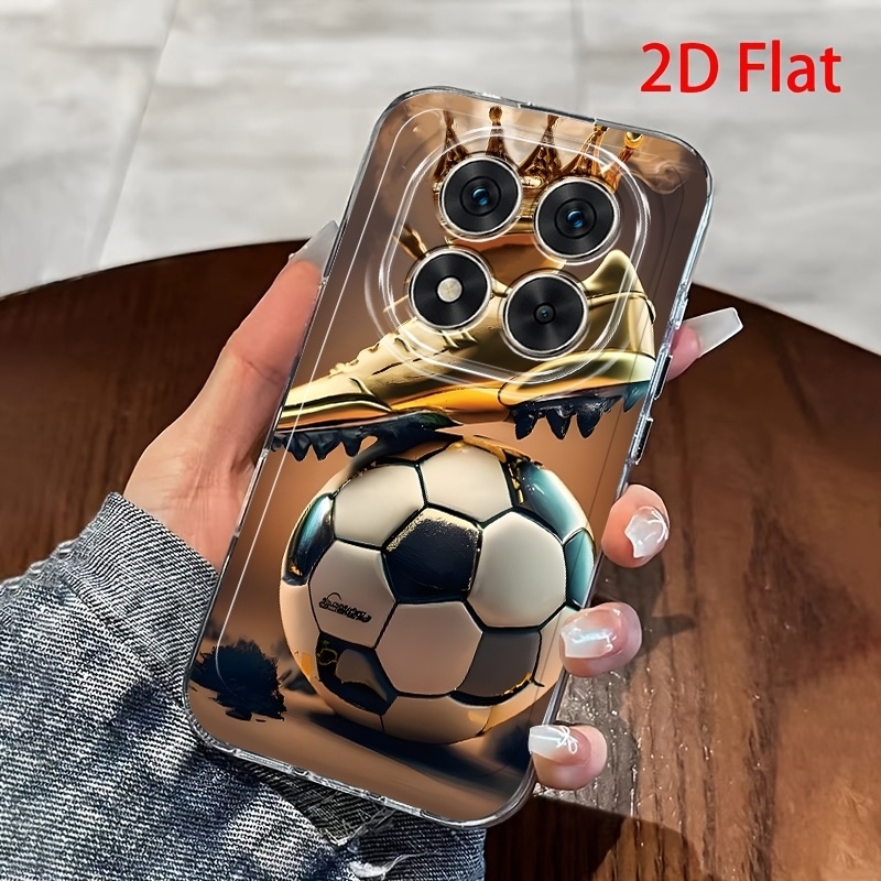 TEMU Чохол для телефону - Чохол для телефону 2D Flat для Redmi K50 Gaming Note 15 Pro+ 5G 14 13R Pro 12 11 10 Max, Золоті футбольні бутси з акцентом