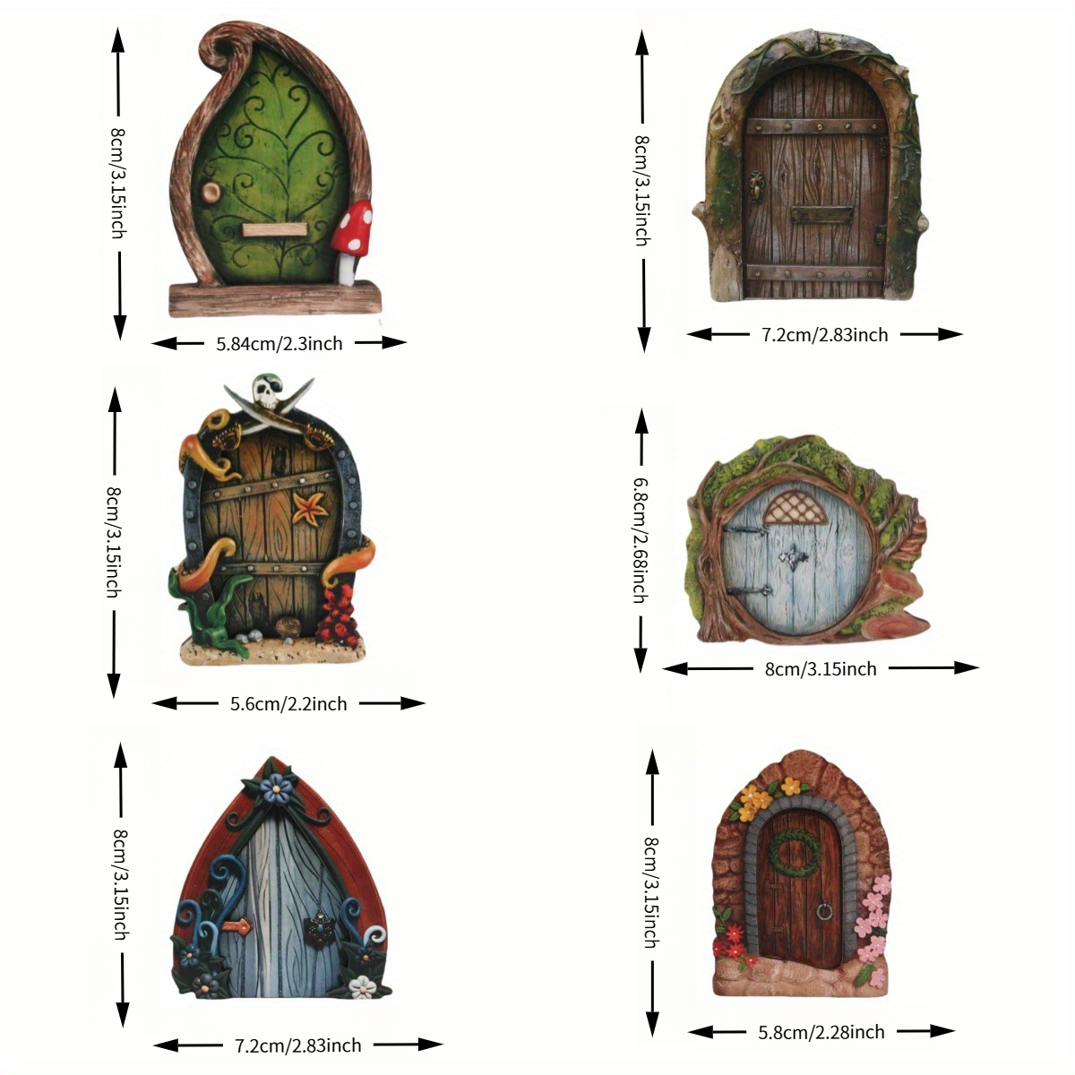 TEMU 2d Flat, 6pcs Set Of Farm Spirit Doorway Fairy House Craft Decorative Ornaments For Room Countertop Creative Atmosphere Arrangement