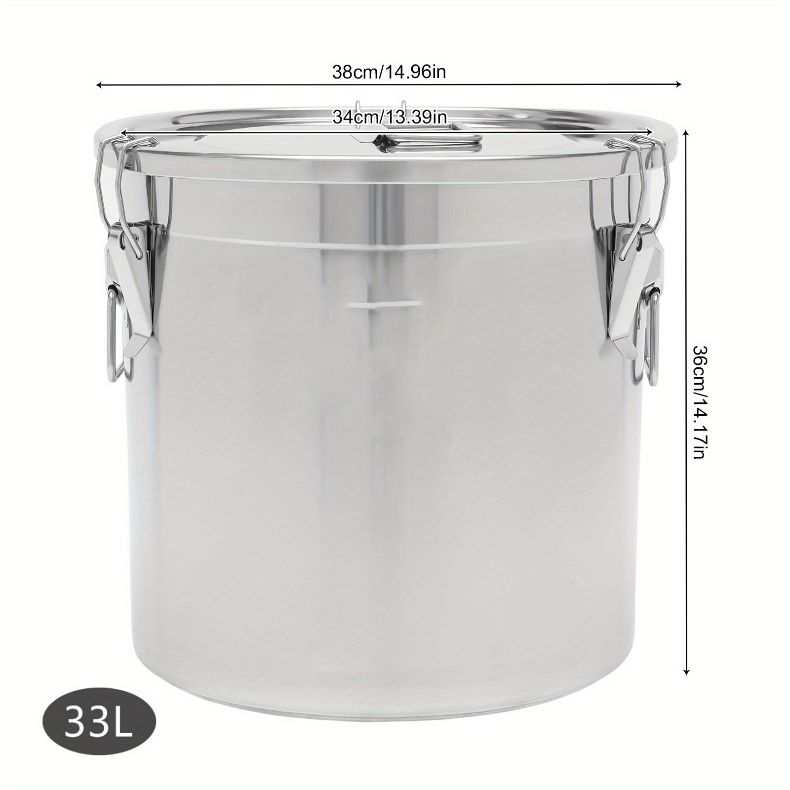 TEMU 1* Stainless Steel Storage Bucket, 33l/1115 Oz Storage Bucket With Lid, 38*36cm/14. 96*14. 17inch