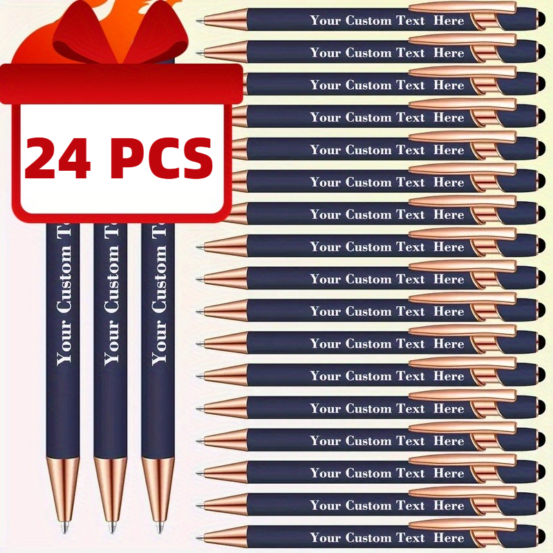TEMU 24 Stück individuelle Metall-Kugelschreiber mit personalisiertem Inhalt, gravierte Kugelschreiber, mit Touch-Tip - Modischer Metallstift, mit ,