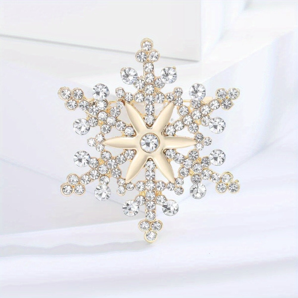 TEMU Sparkling Winter Christmas Brooch Rhinestone Snowflake Pin Women Gift