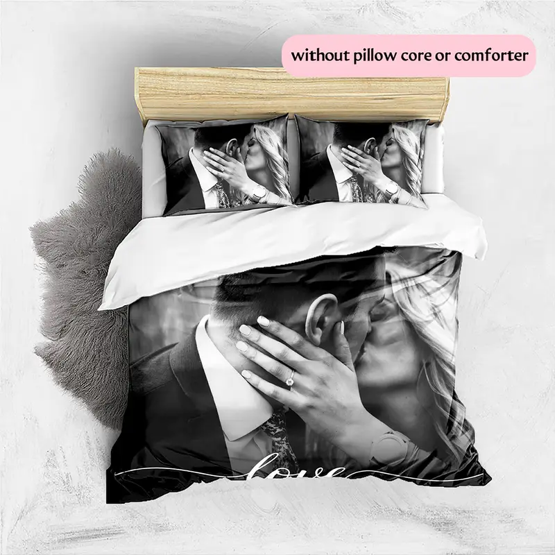3d picture customization customize your personalized photo quilt cover couple valentines day wedding anniversary quilt cover bedding bedroom christmas decoration christmas gift 1 duvet cover 2 pillowcase without core 1 Product details 2