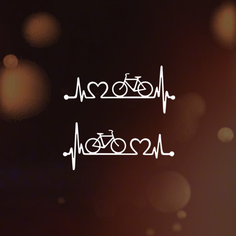 2pcs/set Heartbeat Road Bike/car Stickers, Decorative Sticker For Bicycle Tube, Car Window, Fuel Tank, Laptop.durable Vinyl Reflective Frames Stickers