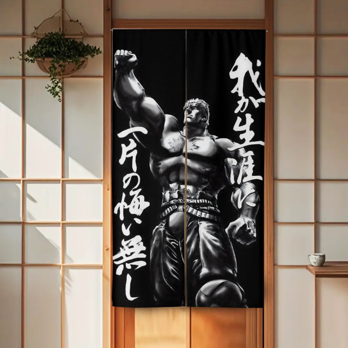 TEMU 【商品名】筋肉の戦士デザインとアートが特徴の黒い2Dドアカーテン。レやリビングの装飾に最適。軽量、耐久性があり、取り付けも簡単。