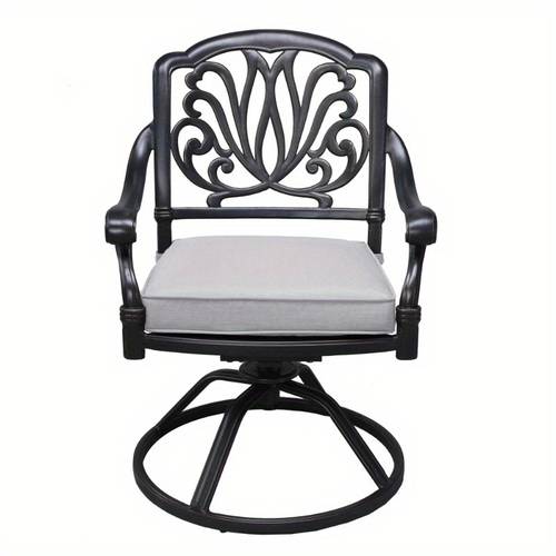 patio outdoor aluminum dining swivel rocker chairs with cushion set of 2 cast silver
