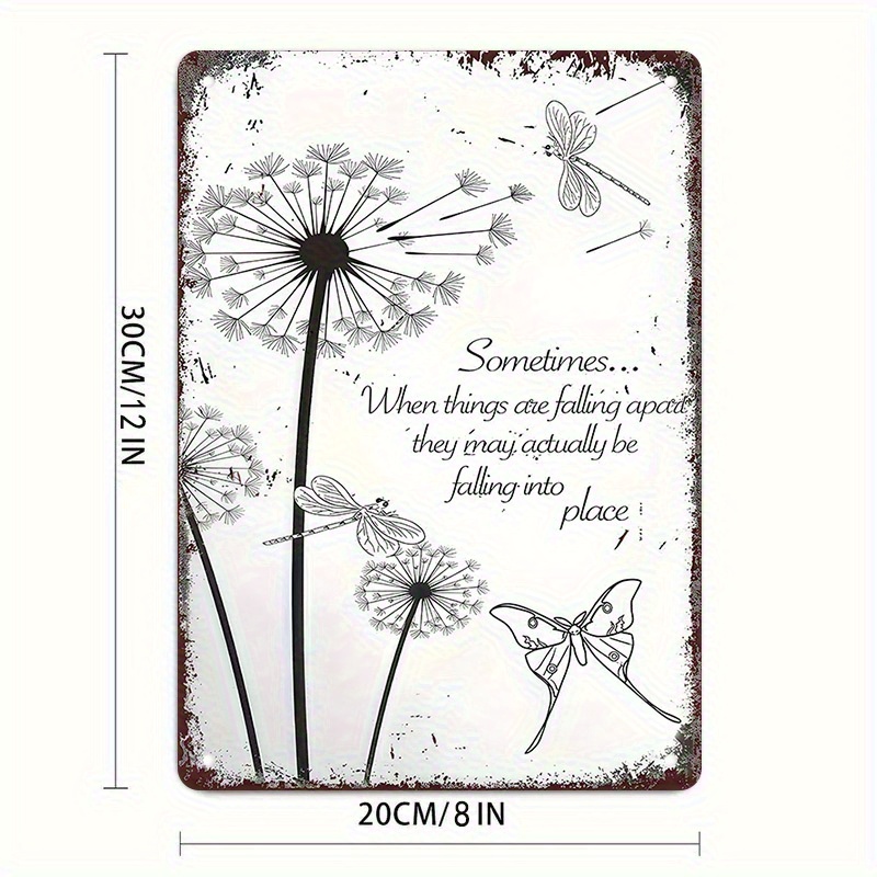 TEMU 2d Flat Dandelion Inspirational Quote Aluminum Wall Art Things Rustic Home Decor Durable 8x12 Tin Sign With Vintage Dandelion Room Or Bedroom