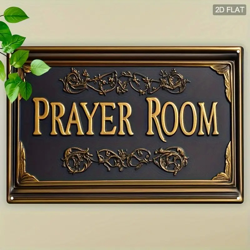 TEMU 2d Flat, [2d Flat] [vintage Metal Wall Decor] 2d Flat Vintage Room Metal Sign- Vintage Black Iron Wall Decor With Golden Accents 7.8x11.8 Inch