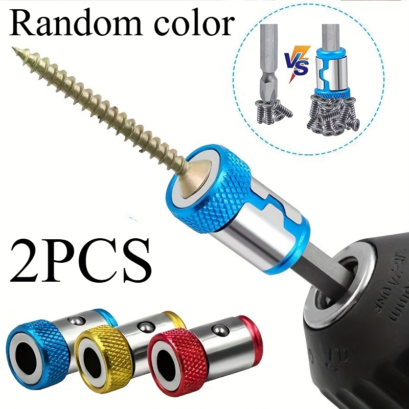 TEMU 2pcs Random Color Magnetic Screwdriver Bit Holder Set, Non-slip Alloy Electromagnetic Ring Screwdriver Bit, With Strong Magnetic Ring Suitable