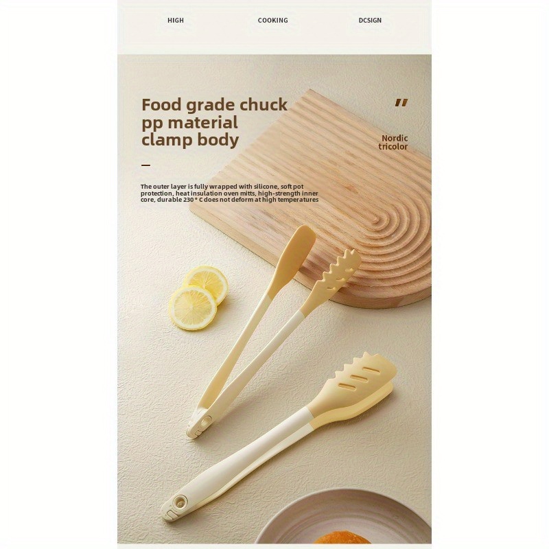 silicone clip detachable kitchen grilling tongs steak flipping tongs heat resistant high temperature   one tongs and noodle clip Product details 6