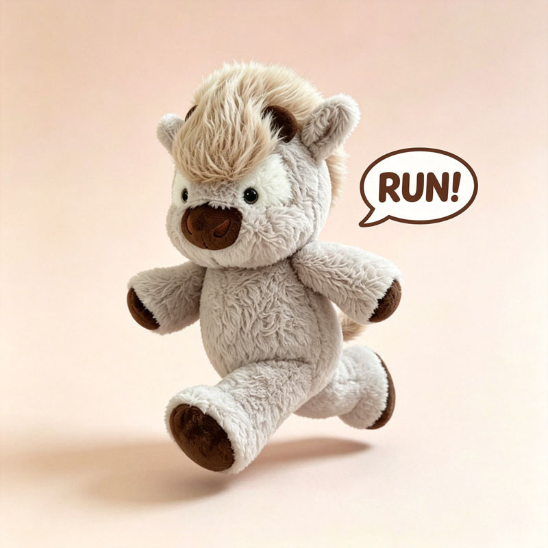 Running Gray Highland Cow Plush Toy