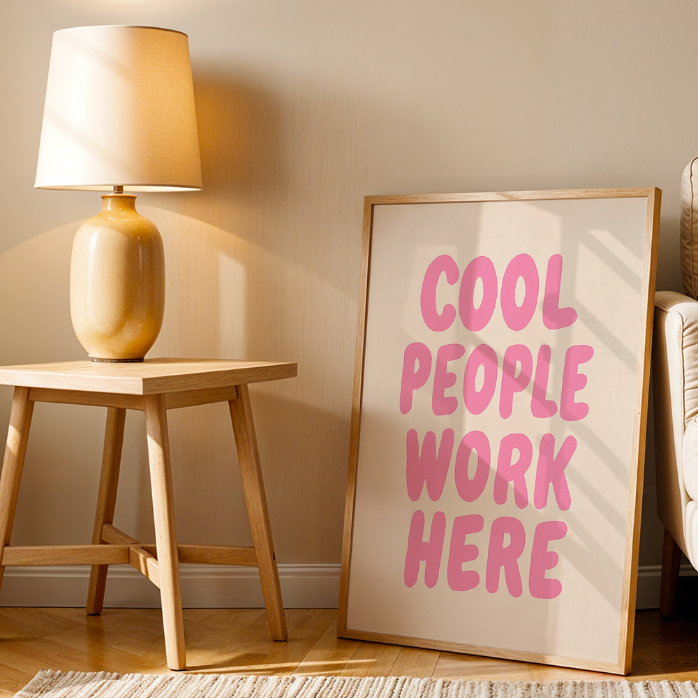TEMU 2d Flat, Minimalist Work Here Posters Inspirational Quote Canvas Prints Motivational Wall Decor Canvas Art Print For Living Room Bedroom Office