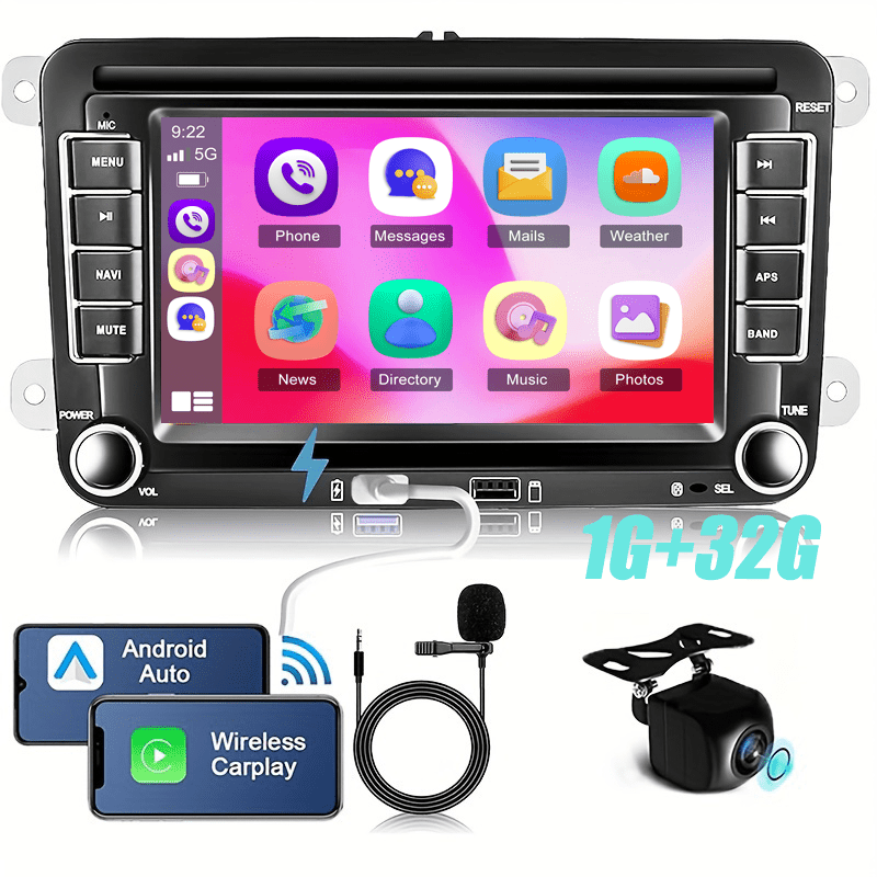 Image of For Golf 5/6, , ,, Jetta 13 Car Stereo With , Gps Navigation, 7-inch Touchscreen, 1gb /32gb Rom, Compatible For Vw Vehicles (fm/rds Radio, Wireless)