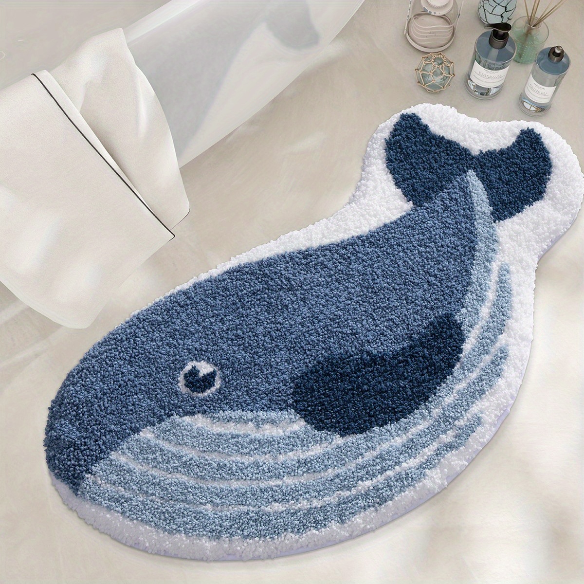 Image of Latch Hook Kits For Adults, Diy Handmade Carpet Crochet Needlework Mat Knotted Cushion Tapestry, Whale Pattern Pre-printed, Christmas Embroidery Kits Decoration Festival Gift 20.47in*14.96in 52cmx38cm