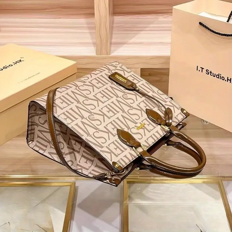 2025 new womens tote bag large capacity beige microfiber with hardware multiple compartments adjustable shoulder strap zipper closure for commuting work casual versatile carryall hardware Product details 10