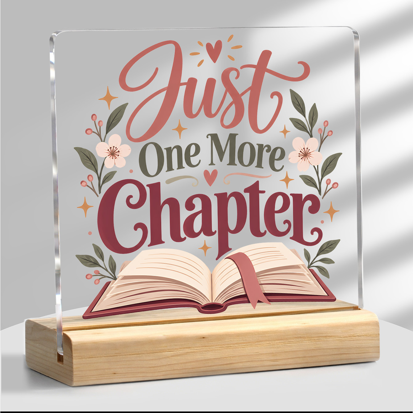 TEMU 2d Flat, 1pc Book Lover Gifts More Decorative Sign & Plaque Hearts Acrylic Desk Sign Wooden Base Book Decor Office Desk Decor Home Accessories