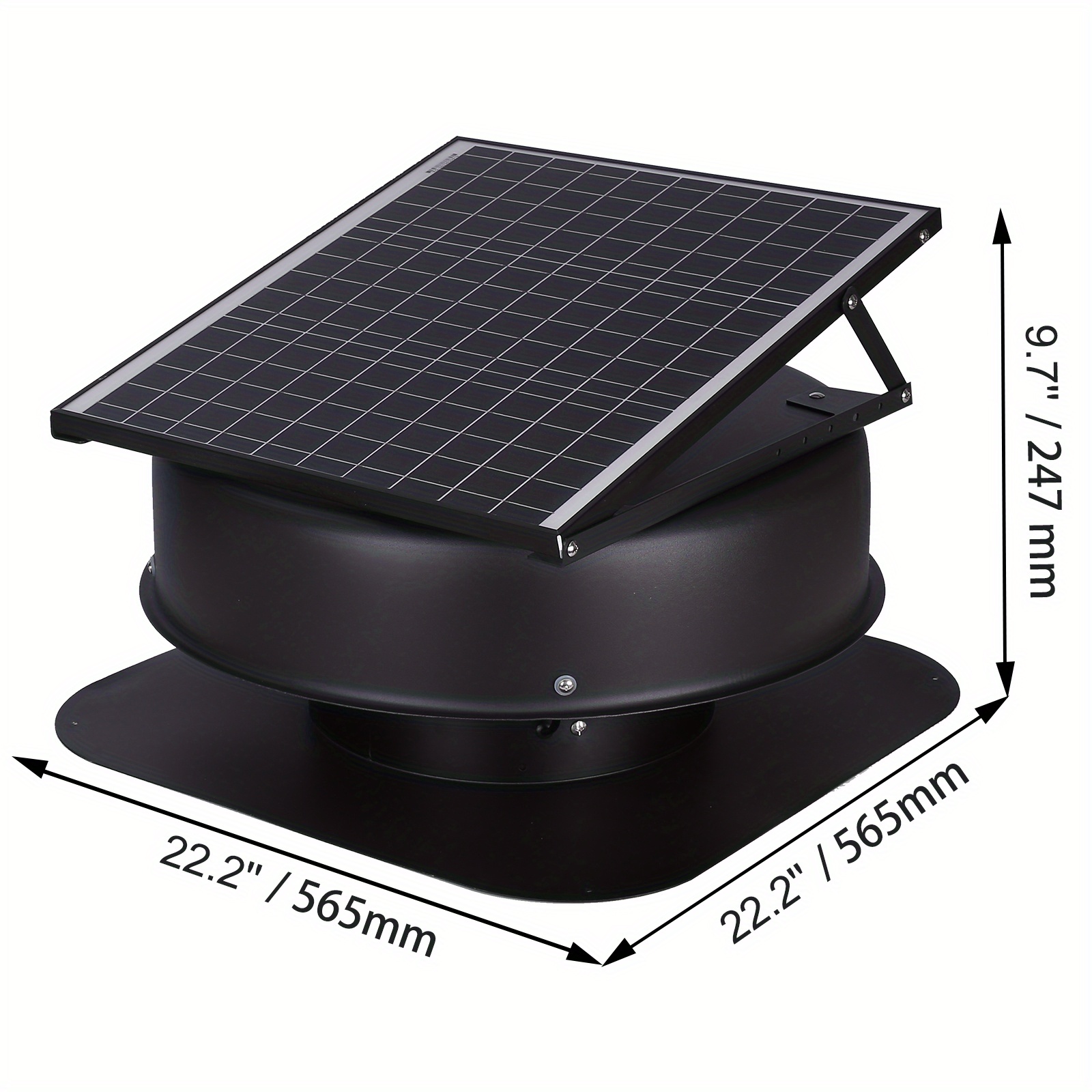 Solar Attic Fan, 40W, 1230 CFM High Airflow Roof Vent Fan with 110*  Adapter Home, Greenhouse, Garage, Shop, RV