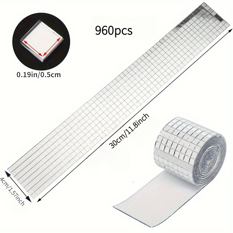 E-shop 960 Stück Disco Kugel Spiegel Fliesen 5mm x 5mm Handgefertigte Dekoration Selbstklebende Glas Mosaik Aufkleber, Spiegel Quadrate, Selbstklebende