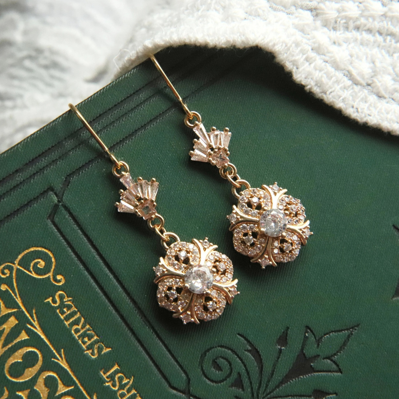 

Victorian 14k Golden Plated Earrings For Women Trendy Cubic Zirconia Drop Dangle Earrings Wedding Jewelry Party Gifts