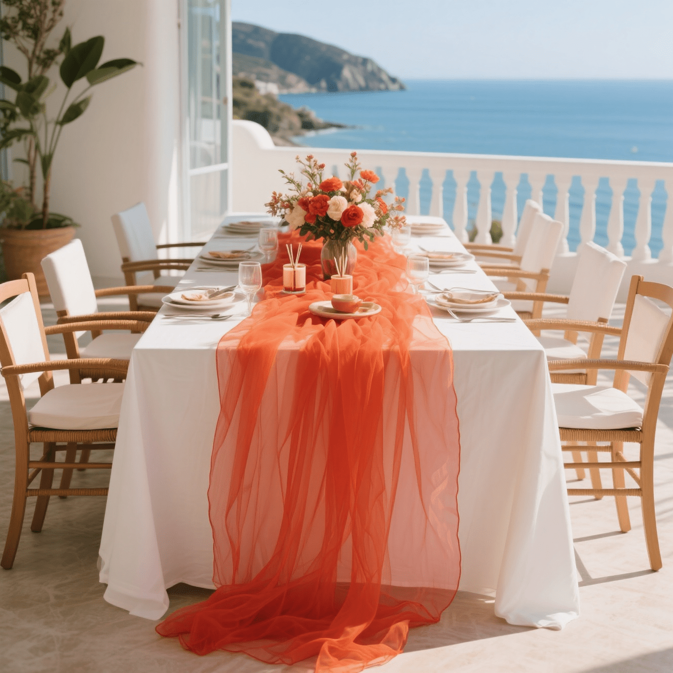 TEMU Chemin de table en orange foncé en de haute qualité, pouvant découpé en DIY pour décorer des bouquets à main, des voitures de mariage et des